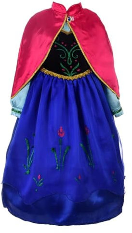 Lito Angels Prinzessin Anna Kostüm Kleid mit Umhang und Zubehör für Kleinkind Mädchen, Eiskönigin Prinzessinnenkleid Verkleiden, Größe 3 Jahre 98