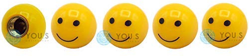 YOU.S Kunststoff Ventilkappen Smiley Gelb mit Dichtung Ventil Kappen Abdeckung für Auto PKW LKW (5 Stück)
