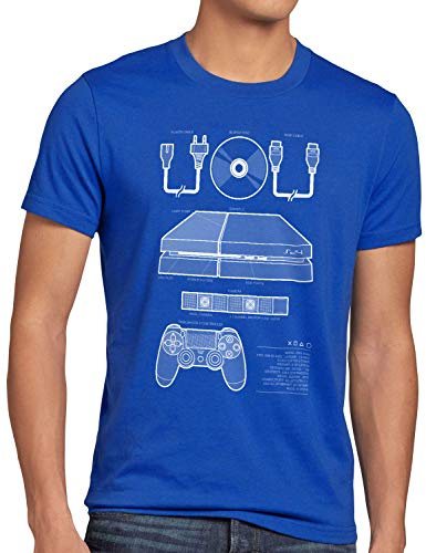 style3 PS Gamer T-Shirt Homme Console Pro VR Jeux, Taille:, Couleur:Bleu