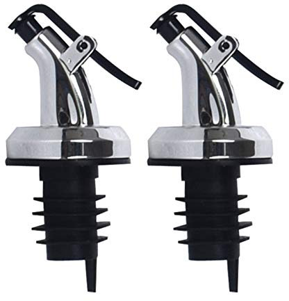 Livecitys 2 Pièces Distributeur De Liquide De Cuisine Sauce à L'huile D'olive Vinaigre Bouchon De Bouteille Bouchon Distributeur Verseur Outil De Cuisine Argent plaqué