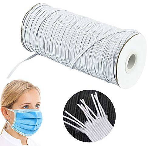 KLYNGTSK Goma Elastica 3mm Cordon Elastico 144 Yardas Elastico Costura Cuerda Elastica Cinta Elastica Costura Cordón Goma Elástica para Costura Manualidades DIY (Blanco)