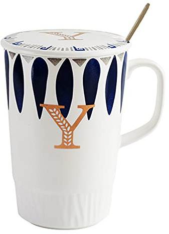 Gold Initials Coffee Mug,Unique Birthday Gifts for Women, Novelty Personalized Mugs Gift for Her,Friends, Coworkers, Wife, Mother, Daughter, Sister, Aunt, Man, Cute Ceramic Mug 17oz, Letter Y