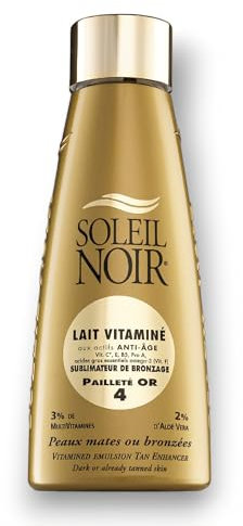 Soleil Noir Lait Vitaminé 4 Pailleté Or Sublimateur de Bronzage, 150 ml
