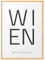 Papierschmiede® Geo Poster Koordinaten Wien, A4 Gerahmt im Natur-Holzrahmen, Stadt Bild als Wanddeko für Wohnzimmer Schlafzimmer Küche Esszimmer, Hauptstadt Österreich