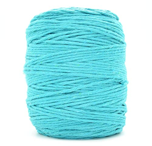 Premium Turquoise Macrame Cord, 100 m / 328 ft of 5 mm Thick Natural Cotton Thread Yarn Macrame Rope for Wall Hangings, Plant Hangers, DIY Crafts, Home Decorations, Gift Wrapping (Reel)
