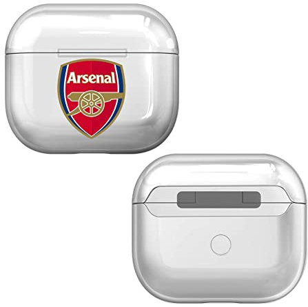 Head Case Designs Officially Licensed Arsenal FC Plain Logo Clear Hard Crystal Cover Compatible With Apple AirPods 3 3rd Gen Charging Case