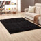 Jyswx Shaggy Teppich Wohnzimmer - Hochflor Flauschig Teppiche Waschbar - Moderne Langflor Teppich für Wohnzimmer, Schlafzimmer, Korridor, Schlafsaal, Größe:100 x 160 cm, Farbe: Schwarz