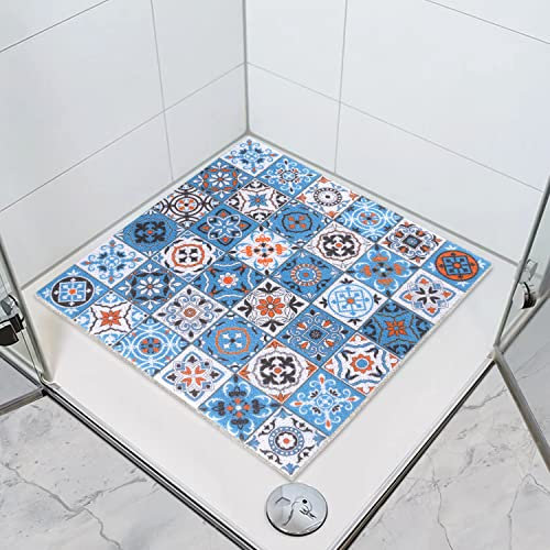 Duschmatte rutschfest 60x60 Weich Komfort: Antirutschmatte Dusche Schnell Trocknend Badewannenmatte Anti-Schimmel, Luffa PVC Duschmatte mit Ablauflöchern für Badezimmer