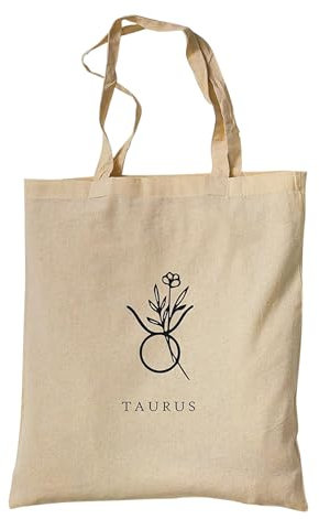 tradercat Jutebeutel bedruckt vintage Sternzeichen Taurus Stier 100% Baumwolle, Stoffbeutel bedruckt, zodiac signs, jutebeutel aesthetic Tierkreiszeichen jutebeutel spruch (Taurus/Stier)