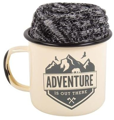 Fizz Creations Campfire Enamel Mug & Thick Socks Gift Set. Camping Mug & Walking Socks Set. Makes Great Camping Accessories Gift for Anyone who Feels at Home in The Great Outdoors. Hiking Socks.