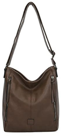 ITALYSHOP24 OBC DAMEN TASCHE Umhängetasche Schultertasche Shopper Crossbody Henkeltasche CrossOver Kunstleder Beuteltasche Handtasche Hobo Bag Reise Schokobraun