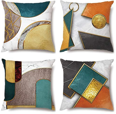 EMPO 4 Stück geometrische dekorative Kissenbezüge im Vintage-Stil, 45,7 x 45,7 cm, für Wohnzimmer, Couch und Bett (Nordisches A)