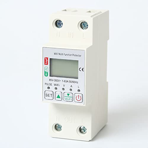 WLAN Smart Energy Monitor Switch Meter, Smart Breaker Smart Switch Over Unterspannungsschutz Auslaufschutz, Fernbedienung mit Smart Life/Tuya App, Strom Spannung Ampere Power Meter 1-63A Multimeter