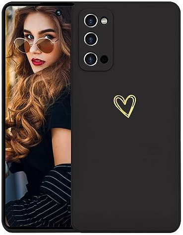 Kaywzo Hülle für Samsung Galaxy S20,Weich TPU Silikon Handyhülle mit Herzmuster,Minimalismus Design,Ultradünn Mädchen Stoßfest Kratzfeste Schutzhülle Case Cover,Schwarz
