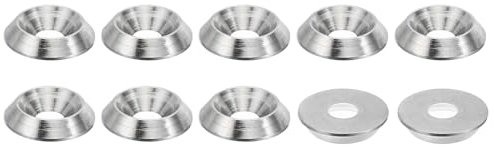 PATIKIL M3 Acabado Avellanada Arandela, 10uds 10mm Diámetro 2mm Alto 304 Inoxidable Acero Acabado Copa Arandela Tornillo Perno Cabeza Junta para Industrial Construcción