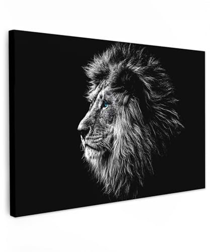 MuchoWow© Leinwandbild Groß 120x80 cm XXL Dekoration Wohnzimmer Bilder Aufhängen Wall Decoration Living Room Wohnungs Deko Moderne Schwarz und Weiß - Löwe - Kopf - Tiere