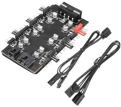 sourcing map PWM Driver Module, 3 Pin 4 Pin 5V Cooling Fan Hub 1 to 6 Port Way Splitter Fan Adapter Card IDE Port