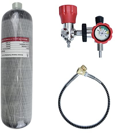 TUXING 3L Carbon Fiber HPA Tank,4500Psi PCP Air Tank Gasflasche Scuba Diving Tank für PCP Air Gun Paintball Charging Tank Valve Gauge Filling Station
