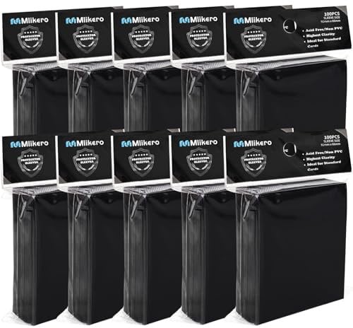 Mlikero 1000 Pack Black Card Sleeves, 66 x 91 mm Standard Size Matte Trading Card Sleeves Fit for MTG, Trading Cards, Sports, Game Cards