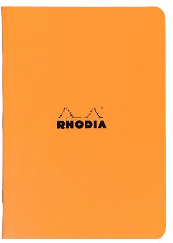Rhodia 119168Cpack - Packung 10 Notizheft - Kladde geheftet, DIN A4 (21x29,7 cm), liniert, 48 Blatt, 80g, Orange, 1 Pack