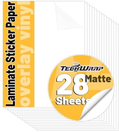 TECKWRAP Hojas laminadas mate, hojas laminadas transparentes, papel adhesivo para impresora de inyección de tinta, hojas laminadas transparentes para papel adhesivo de vinilo imprimible, papel