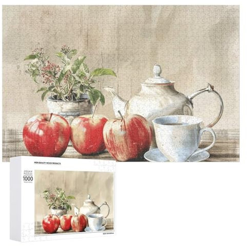 Casse-tête à théière et tasse - 1000, 500, 300 pièces avec sac de rangement - Puzzle personnalisé pour hommes et femmes - Puzzle photo pour la famille - Pour décoration d'intérieur - 1 000 pièces
