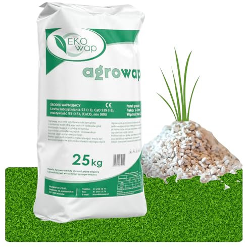 ECODECO Kalk für Rasen Biodünger | Granulierter Kalk Agrowap KREIDE Dünger Rasen mit 98% CaCO3 Granulat | Rasenkalk Quelle von Nährstoffen | 25kg