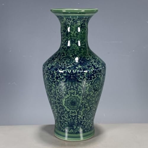 Antique Ceramic vase, Made in The Yongzheng Period of The Qing Dynasty, Green Glazed Flower Plate vase Ornaments