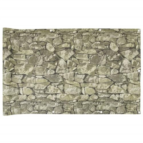 vidaXL Paravento da Giardino con Aspetto Pietra Grigio 1000x90 cm PVC, Rotolo di Recinzione, Striscia di Recinzione, Recinzione da Balcone