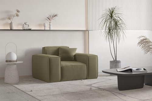 Fun Möbel Sessel Designersessel CELES Premium in Stoff Opera Velvet (Olivgrün)