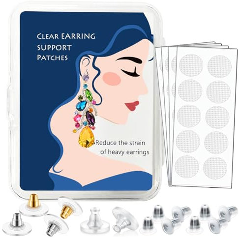Ohrring Stützpflaster für Hängende Ohren, Transparente Ohrring Verschlussaufkleber für Schwere Ohrringe, 100 Stück