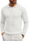 COOFANDY Mens Sweater Polo Shirts with Long Sleeve Knitted Jumpers Pullover Winter Thermal Casual Regular Fit Tops Super Soft Sweatshirts White 3XL