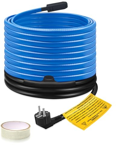Frostschutz Heizkabel, Ci-Fotto Selbstregulierendes Heizkabel (9M, 17 W/M) mit eingebautem Thermostat zum Schutz von Wasserrohren, Metall-/Kunststoff-Hausrohren, Dachrinnen, Weidetrögen