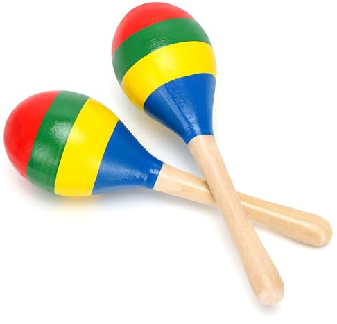 2 Pcs Maracas, 7.9 Inch Hand Percussion Rattles, Wooden Rumba Shaker Hand Musical Instruments with Clear Rhythm for Music Learning (Colorful-7.9 Inch)