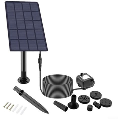 Kit per fontana solare da 1,5 W/2,5 W, pompa solare per fontana per uccelli, pompa ad energia solare per giardino, laghetti, piscina, acquari, esterni (2,5 W senza batteria)