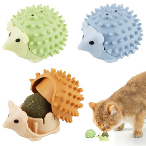 Dwafill Boule Herbe à Chat à Lécher, Boule Herbe a Chat Murale Jouet,3 Pièces Jouet de Boules Cataire Comestibles,Auto-adhésif Balle Murale Comestible pour Nettoient Les Dents