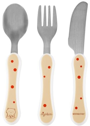 SIGIKID 52924 Kinder Besteck-Set Mister O'Lui 3-tlg. Löffel, Gabel, Messer
