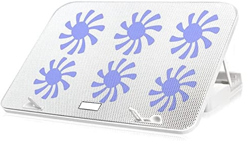 FENGJISUN Ventole Pc Supporto Pc Portatile Six Fan Gaming Laptop Cooler Notebook Laptop Cooling Pad 2 Porta USB Supporto per Notebook per Laptop Base Raffreddamento Pc Portatile(White)