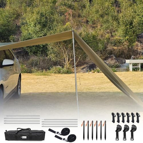 HipierFx SUV Awning mit Stangen Auto Markise Vorzelt Auto Camping Tarp Geeignet für Kleinwagen SUV und Vans
