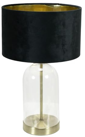 ValueLights | Jessy Glass Table Lamp Gold Base with Black Velvet & Gold Inner Shade | Table Lamps, Home Décor & Improvement Essential