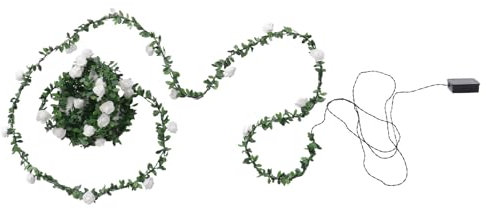 DECHOUS 1 Set String Garden Light Bulbs LED Lights Night Light Outdoor Solar Vine Lights White Rose Garland Gold Solar Floral Twinkling Lights Trailing Rose Solar Lights Lighting PVC Green