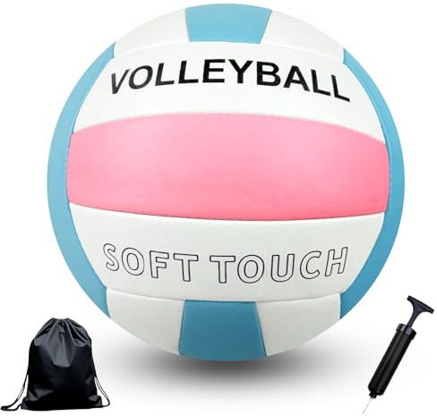 Bibykivn Volleyball Official Size 5,Wasserfest Volleyball Ball mit Pumpe,PVC-Oberfläche und explosionsgeschützte Auskleidung,Outdoor Beachvolleyball für Beach, Pool und Strand (Blau-03, Size-5)