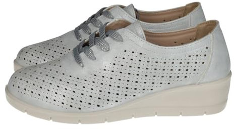 mysoft 25M214 Zapatos Mujer con Cordones, Diseño Calado en Color Perla Mujer Zapatos CORDÓN Perla 37