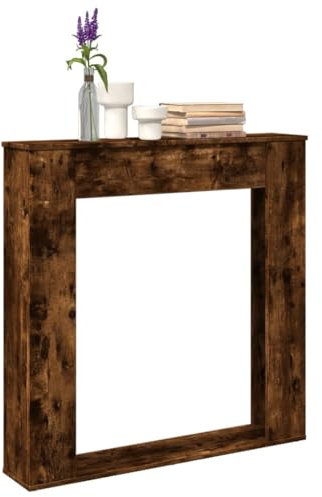 Gecheer Cornice per Camino Rovere Fumo 100x20x100 cm in Truciolato,Cornice per Caminetto, Struttura per Camino, Decorazione Camino,P854575