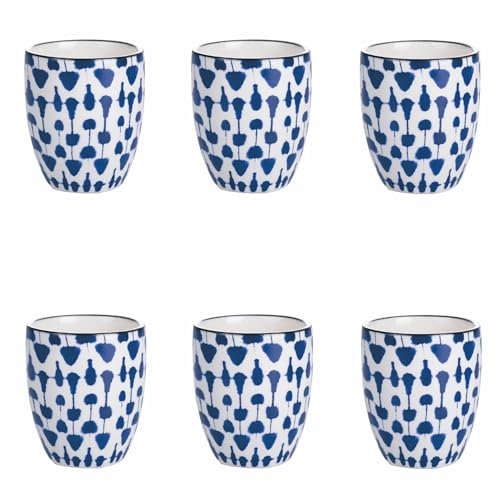 Villa d'Este Home Tivoli 1996 Set 6 tazzine caffè 90 ml in gres, decoro geometrico, Confusion