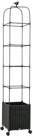 GOPLUS Jardinieres Exterieur Verticale en Treillis Obélisque, 4 Roues Verrouillables, Jardiniere sur Pied avec Décoration d'oiseaux, Arrosage Automatique, Support à 4 Niveaux pour Jardin, Terrasse