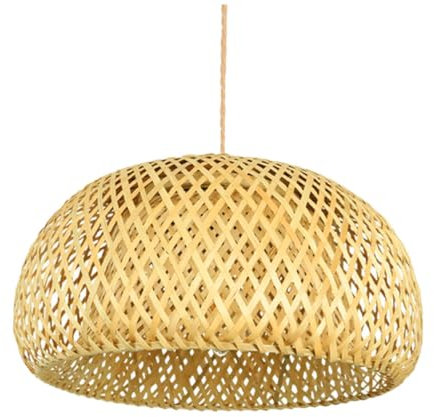 SHINEOFI Bambus Lampenschirm Hängend Geflochten Rattan Lampenabdeckung Ersatz Lampenzubehör Wohnzimmer Schlafzimmer Dekor