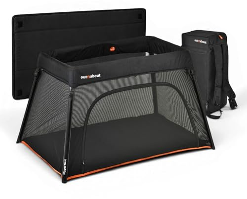 Out’n’About Nipper Nest Convertible Travel Cot with Mattress, Pop Up Baby Playpen | Portable, Lightweight, Foldable | Indoor & Outdoor | Blackout Snooze Shade & Storage Backpack | Newborn-Toddler 3yrs
