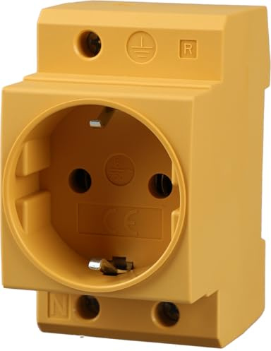 Offgridtec Enchufe Schuko para riel de perfil de sombrero 16A 230V 2P+E - Enchufe empotrable para montaje en armario de distribución, gabinete de contador Enchufe de protección para montaje en carril