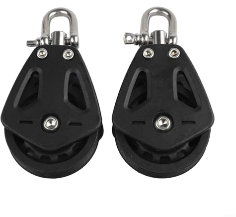 2er Set Schwerlast Umlenkblock Einfachrolle aus robustem Nylon für Segelboot und Marine Zubehör, drehbar mit effizientem Lagersystem, für Seile bis 10 mm Durchmesser